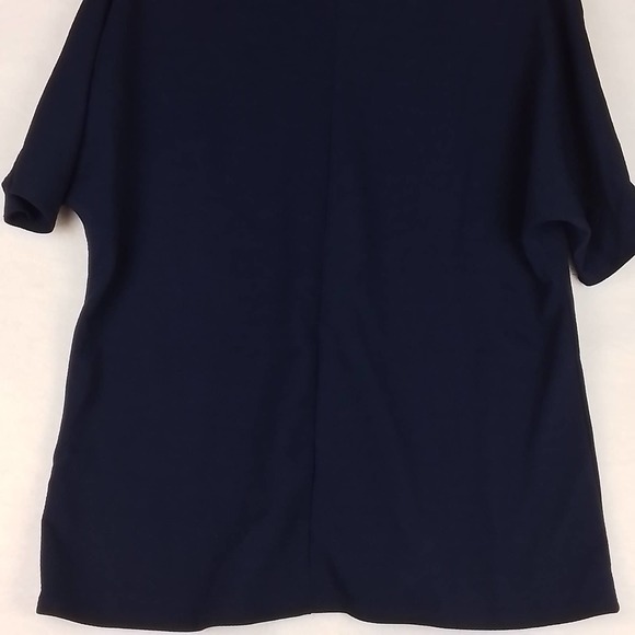NWT Plus Size Cold Shoulder Blouse 1X in Navy w/ Gold Neck Embellishment - Picture 7 of 13
